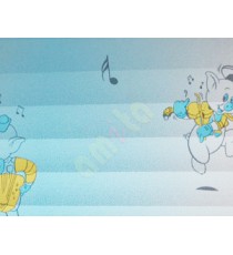 Blue white yellow cute pig playing instrument music decorative glass sticker